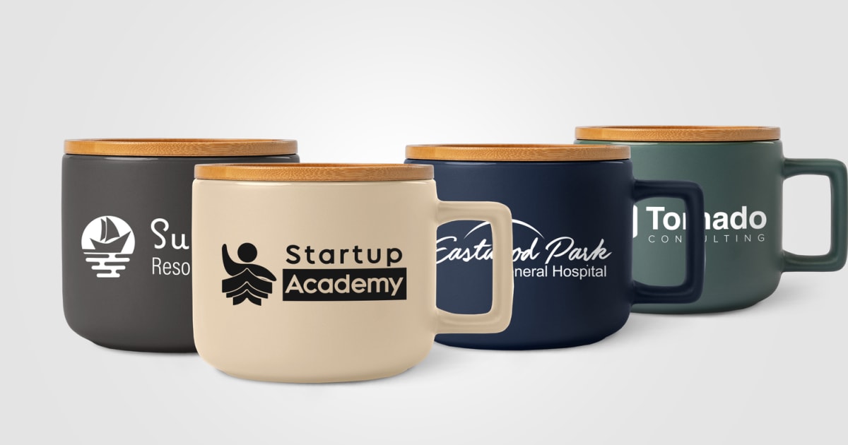 Café Virtuoso - 12 oz. Ceramic Mug with Bamboo Lid