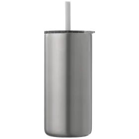 Borealis Recycling-Edelstahlbecher mit Trinkhalm - 475 ml in Chrom