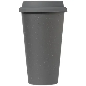 Equator Keramikbecher mit Silikon-Deckel - Doppelwandig - 265 ml in Dunkelgrau