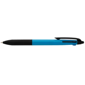 Malta 3-in-1-Kugelschreiber mit Stylus und Neon-Griff aus recyceltem Kunststoff in Hellblau