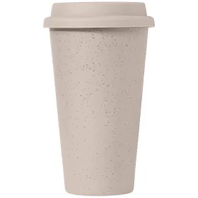 Equator Keramikbecher mit Silikon-Deckel - Doppelwandig - 265 ml in Cremefarben