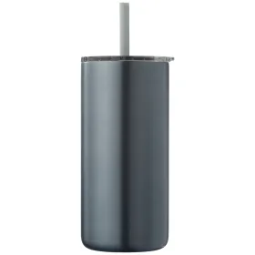 Borealis Recycling-Edelstahlbecher mit Trinkhalm - 475 ml in Hellblau