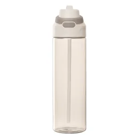 Lynk Trinkflasche mit Trinkhalm und Klappverschluss einwandig aus rPET - 830 ml in Düne