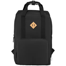 Majesty Laptop-Rucksack mit verstellbarem Gurt für 15-Zoll-Laptops aus 300D rPET - 16L in Schwarz
