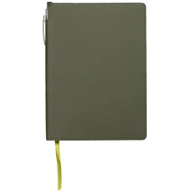 Malmö Notizbuch- und Kugelschreiber-Set mit weichem Einband aus recyceltem Material - A5 in Waldgrün