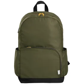 Aurelia Laptop-Rucksack mit zwei Fächern und goldfarbenem Reissverschluss für 15-Zoll-Laptops aus rPET - 20L in Dunkelgrün