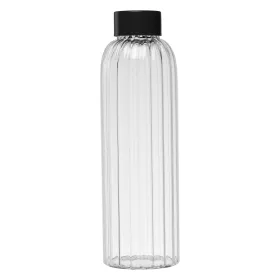 Linea Glasflasche mit Rillen und Farbakzenten – 620 ml in Schwarz