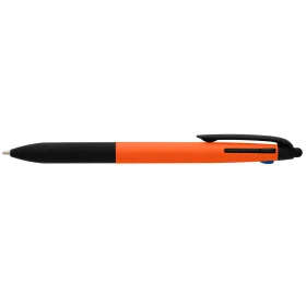 Malta 3-in-1-Kugelschreiber mit Stylus und Neon-Griff aus recyceltem Kunststoff in Orange