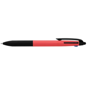 Malta 3-in-1-Kugelschreiber mit Stylus und Neon-Griff aus recyceltem Kunststoff in Rosa