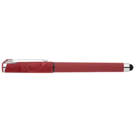 Islander Gelschreiber mit Stylus aus Kunststoff in Marmoroptik in Rot
