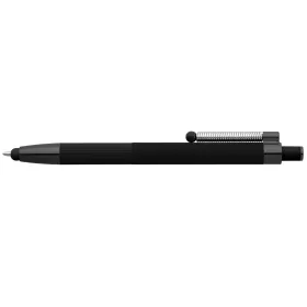Lisbon Kugelschreiber einfarbig mit Fidget-Funktion und Stylus aus recyceltem Aluminium in Schwarz