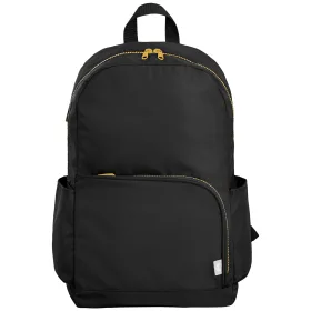Aurelia Laptop-Rucksack mit zwei Fächern und goldfarbenem Reissverschluss für 15-Zoll-Laptops aus rPET - 20L in Schwarz