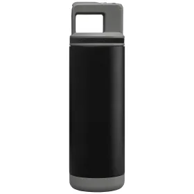 Grosche® Alpine Trinkflasche mit abnehmbarem Trinkhalm und Klappverschluss aus Edelstahl - 590 ml in Schwarz