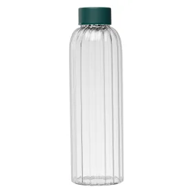Linea Glasflasche mit Rillen und Farbakzenten – 620 ml in Waldgrün