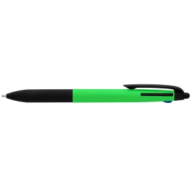 Malta 3-in-1-Kugelschreiber mit Stylus und Neon-Griff aus recyceltem Kunststoff in Grün