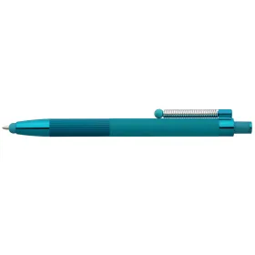Lisbon Kugelschreiber einfarbig mit Fidget-Funktion und Stylus aus recyceltem Aluminium in Blaugrün