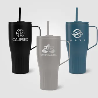 Gobelet Majesty en acier inoxydable recyclé avec paille - 890 ml