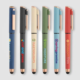 Stylo gel stylet York, plastique recyclé, finition bronze
