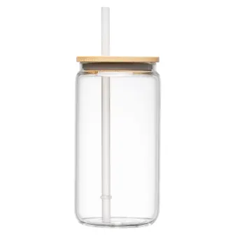 Gobelet Cádiz en verre avec couvercle en bambou - 500 ml