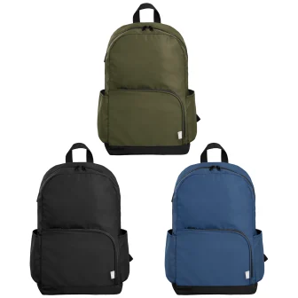 Sac à dos Kora, double poche, fermeture éclair dorée, rPET, 38 cm - 20 L