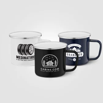 Wyoming - 385 ml Mug de camping émaillé avec bord en acier inoxydable