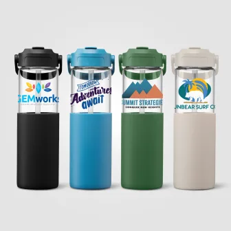 Juno Glass Silicone Sleeve Straw Bottle - 20 oz.