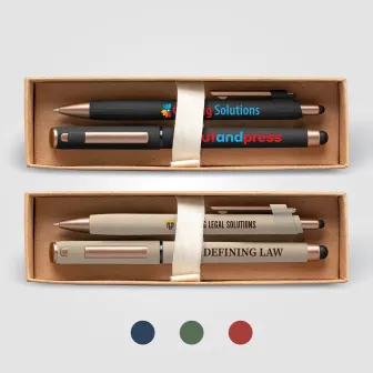 York Recycled Plastic Bronze Trim Pen Gift Set