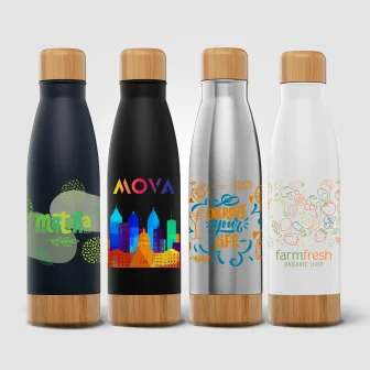 Ibiza Bamboo -  650 ml Bottiglia in acciaio inossidabile a doppia parete