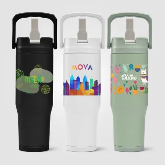 Polar Duo - 32 oz. Double-Wall Recycled Stainless Steel Tumbler with Storage Base