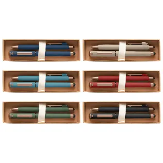 Coffret cadeau stylo York, plastique recyclé, finition bronze