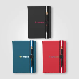 Set de Stylos Newport Recyclés Chevron avec Carnet Rechargeable – A5