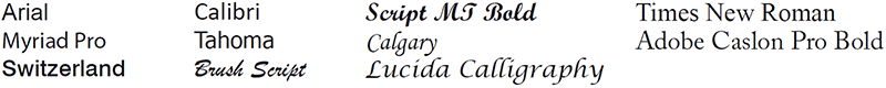 Available Stock Fonts